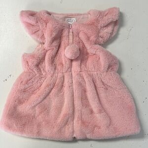 Mudpie pink cinched fur flutter vest medium 2/3 NEW